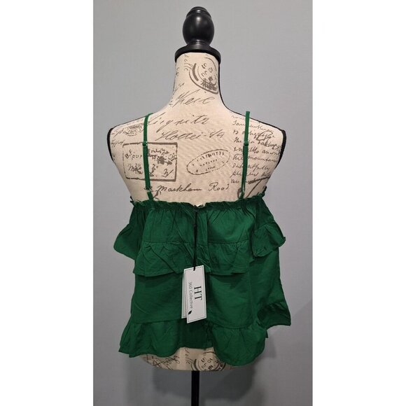 NWT HT360 Collective Green Ruffled Spaghetti Strap Camisole/Size S - Picture 5 of 9